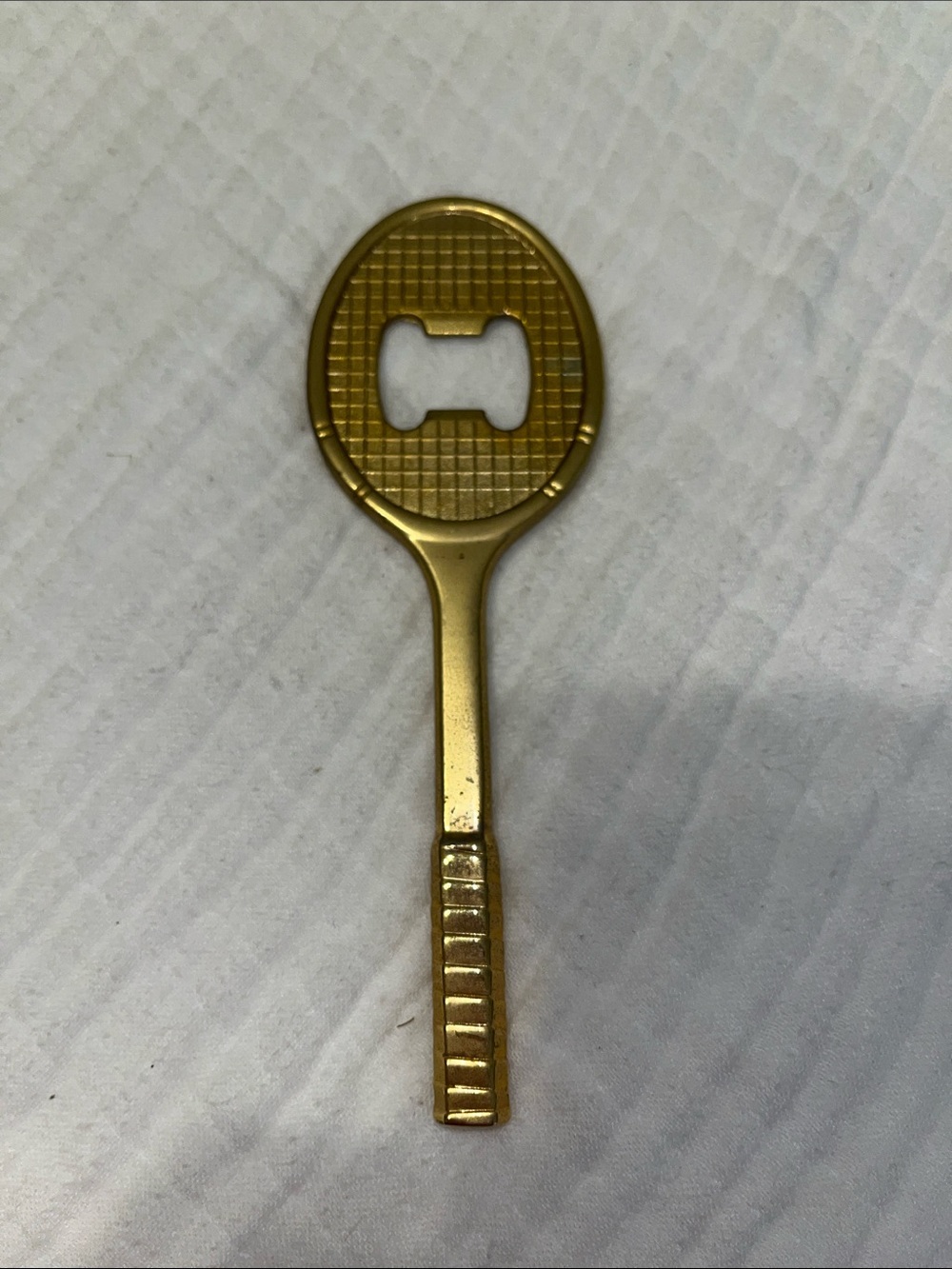 Gold-Tone Metal Tennis Racket Bottle Opener